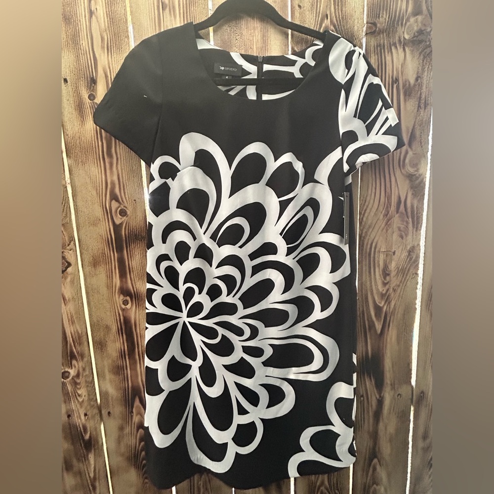 AB Studio Monochrome Swirl Dress